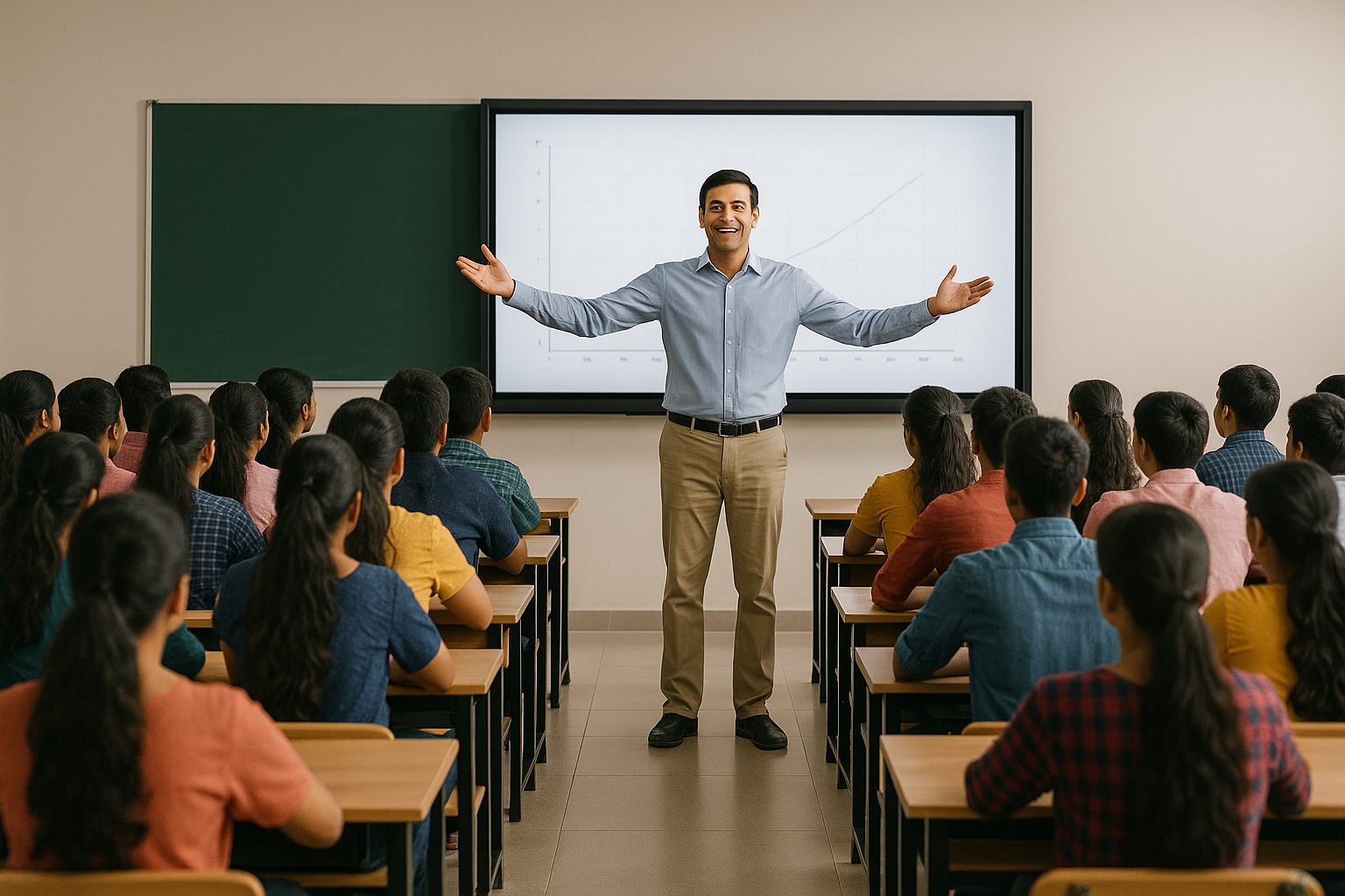 Teacher with students